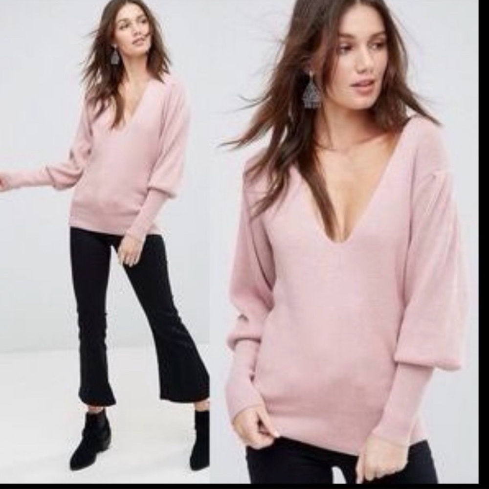 Free People Gingersnap Sweater size L  in Dusty Rose